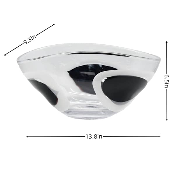 Black & White Dotted Glass Bowl, 14x9x7
