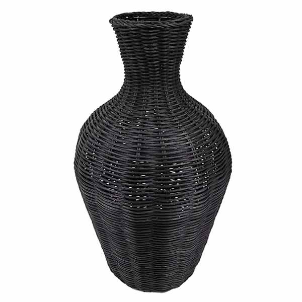 Black Rattan Vase, 16.5"