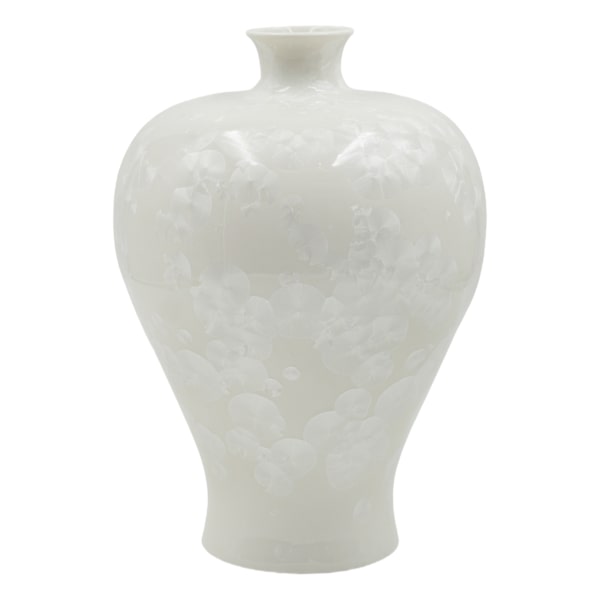 White Iridescent Pattern Porcelain Vase, 11"