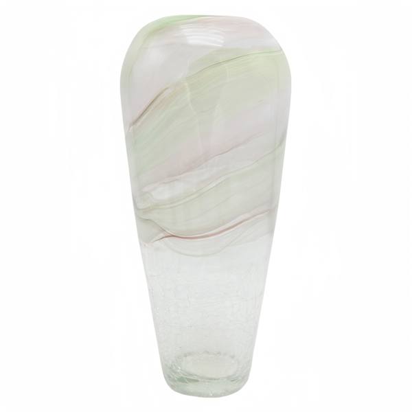 Green Striped Glass Vase, 16"