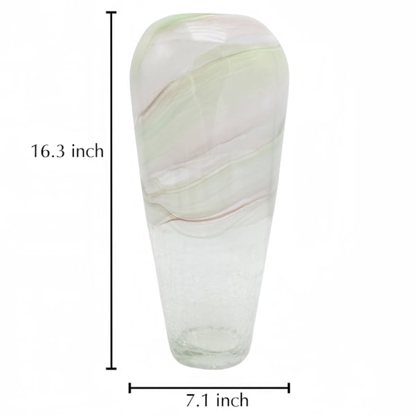 Green Striped Glass Vase, 16"