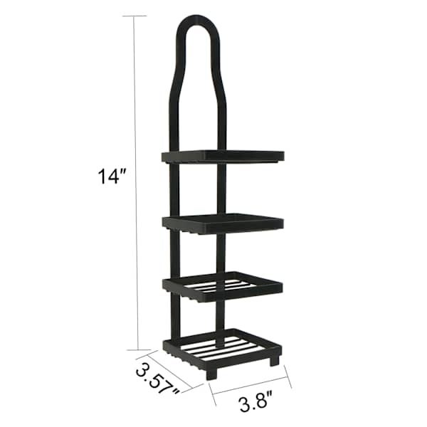 Keller Black 4 Tier Shower Soap Holder with Adhesive Sticker Hooks