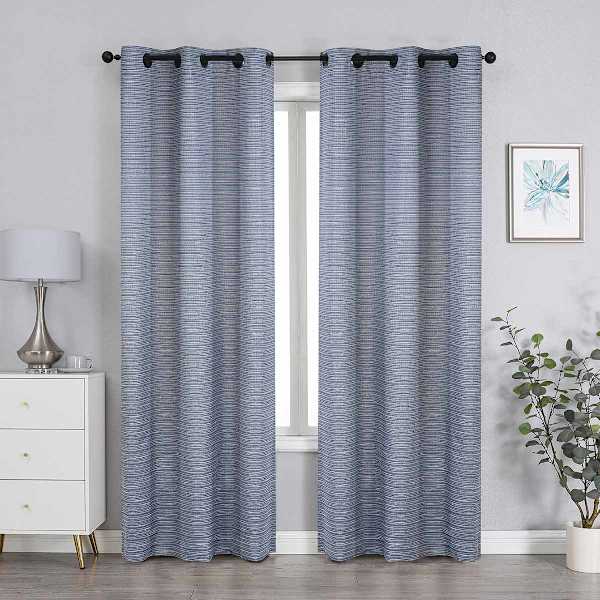 2-Pack Granville Navy Blue Magnetic Closure Blackout Curtain Panel Set, 63"