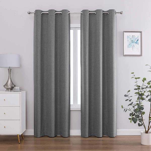 2-Pack Grey Magnetic Closure Blackout Curtain Panels, 95"