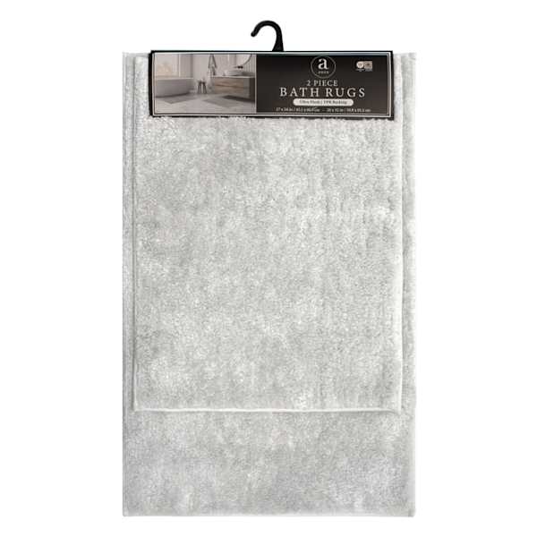 2-Piece Leo Grey Microfiber Bath Rug Set