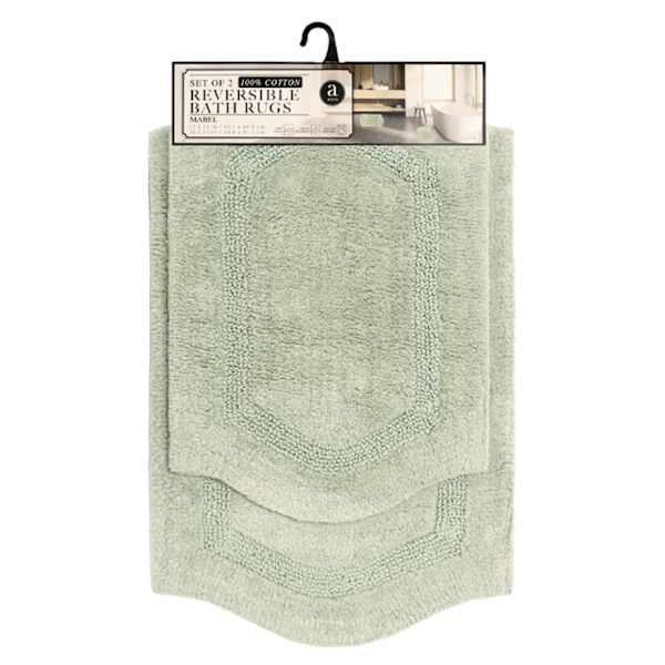 2-Piece Mabel Sage Hexagon Reversible Bath Rug Set