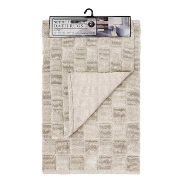 2-Piece Kenzy Natural Checkered Bath Rug Set