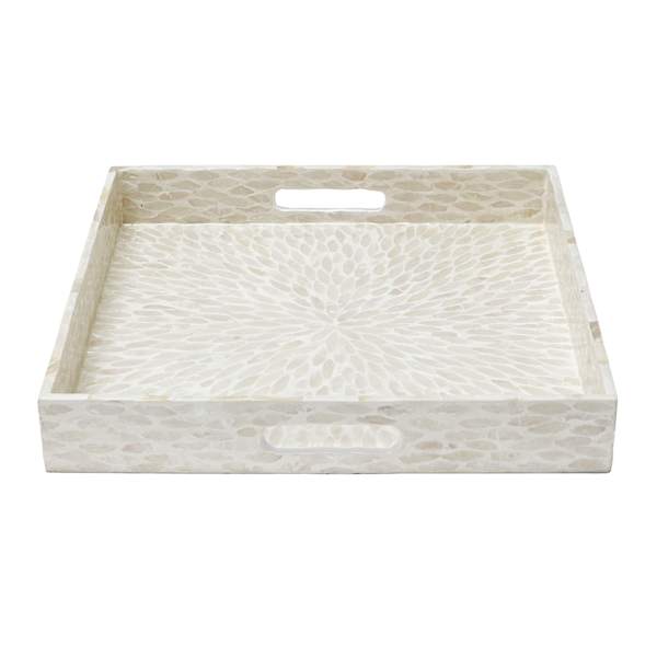 Ivory Capiz Square Decorative Tray, 16"