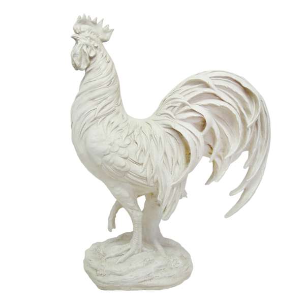 Honeybloom White Rooster Outdoor Garden Statue, 27.5"