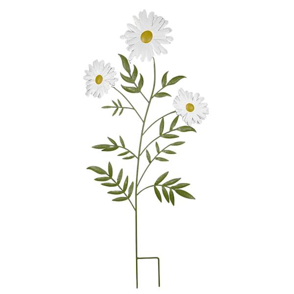 Honeybloom White Daisy Metal Yard Stake, 36"