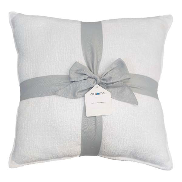 2-Pack White Textured Chenille Throw Pillows, 18"