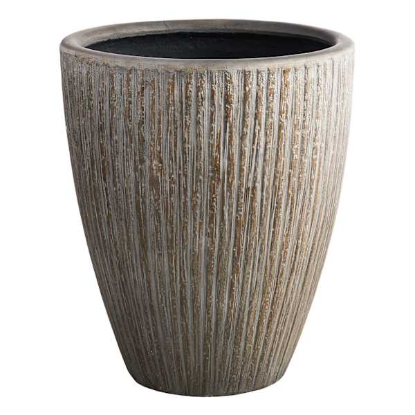 Bailey Fossil Bark Design Concrete Egg Shaped Planter, Large