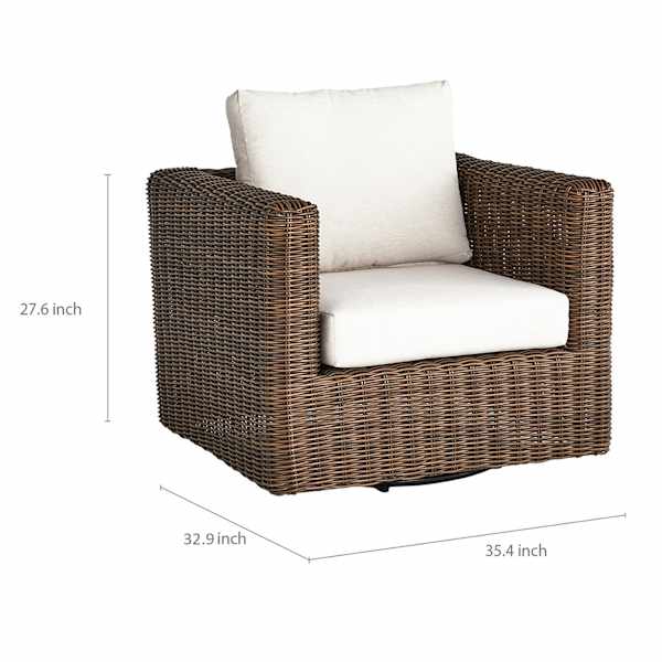 Highland Brown Wicker with Sand Cushions Swivel Patio Armchair
