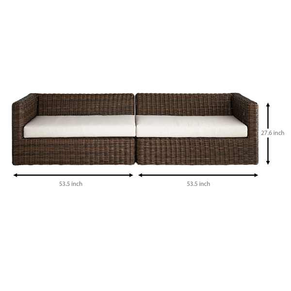 2-Piece Highland Brown Wicker with Sand Cushions Patio Sofa