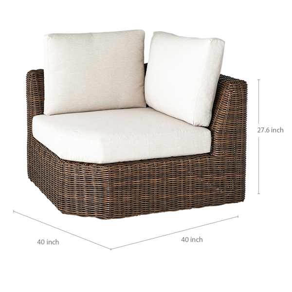 Highland Brown Wicker with Sand Cushions Corner Patio Chair