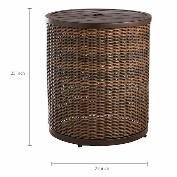 Highland Umbrella Patio Table, Brown Wicker