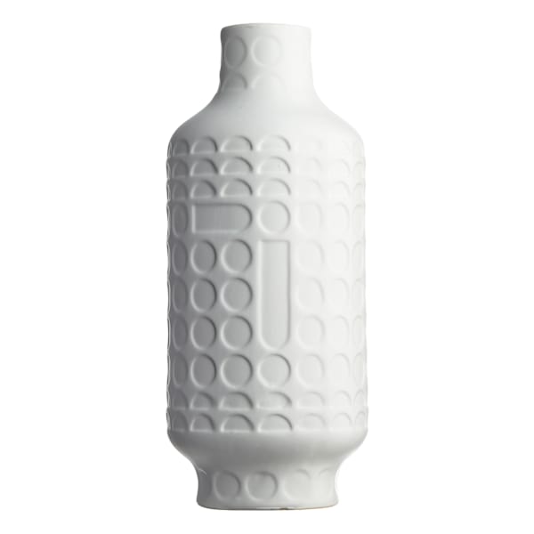 Crosby St. White Stoneware Embossed Vase, 14.4"