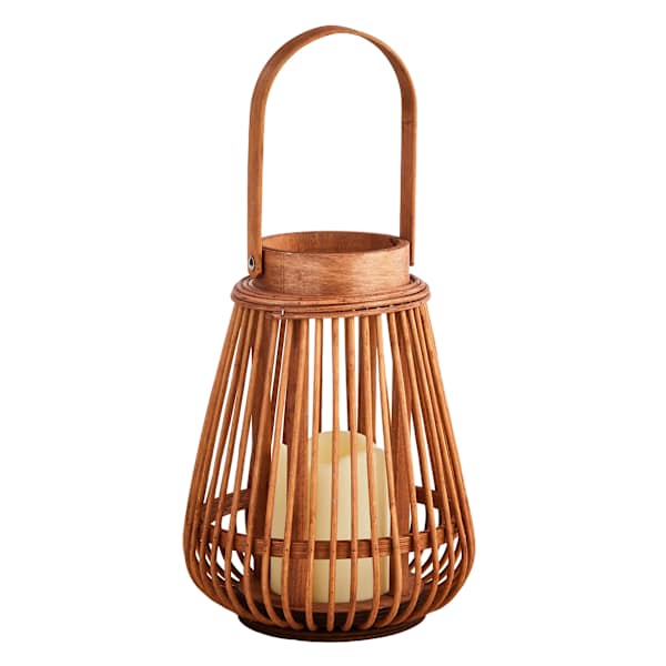 Brown LED Rattan Lantern, 7x9