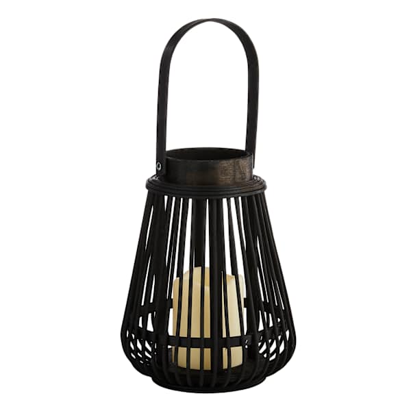 Black LED Rattan Lantern, 7x9