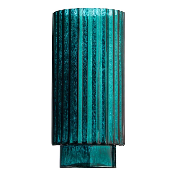 Found & Fable Green Ribbed Glass Vase, 10"