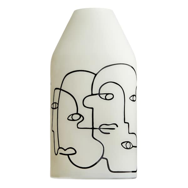 Crosby St. White Glass Line Art Vase, 12"