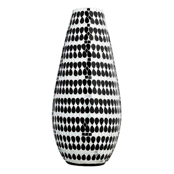 Found & Fable Black & Silver Mosaic Vase, 18.5"