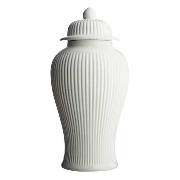 White Ceramic Ginger Jar, 17.5"