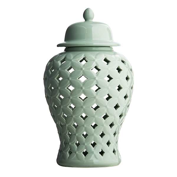 Providence Green Cutout Ceramic Jar, 12"
