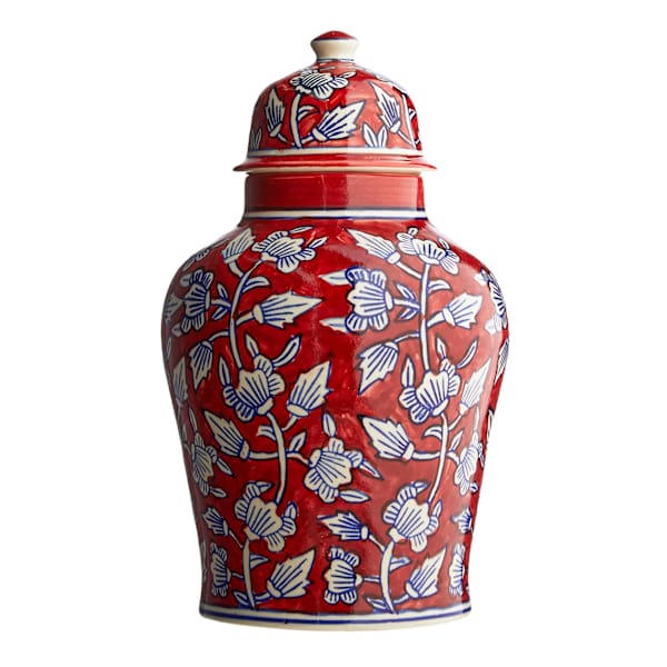 13In Red Ceramic Ginger Vase