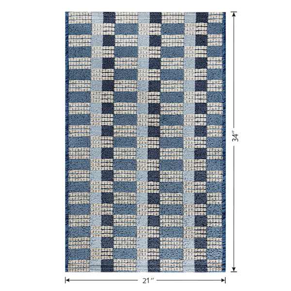 Tapestry Blue Gradient Washable Accent Rug with Gel Latex Back, 21x34