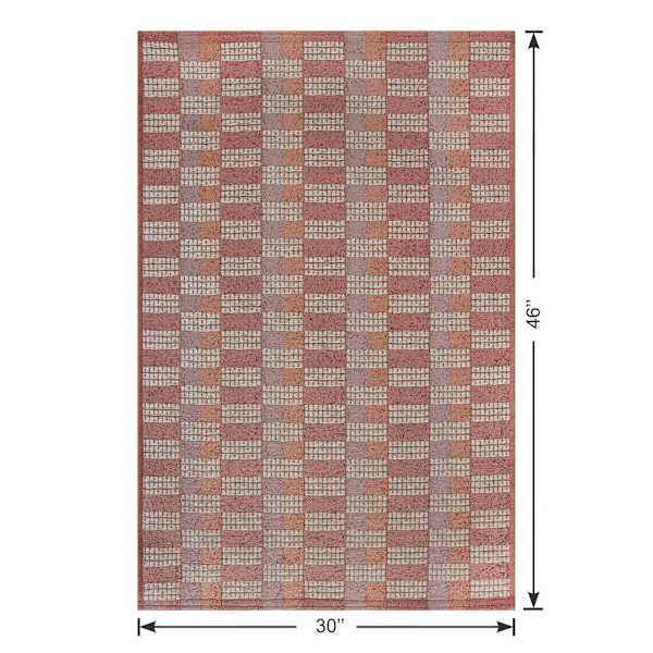 Red Gradient Tapestry Washable Accent Rug with Gel Latex Back, 30x46