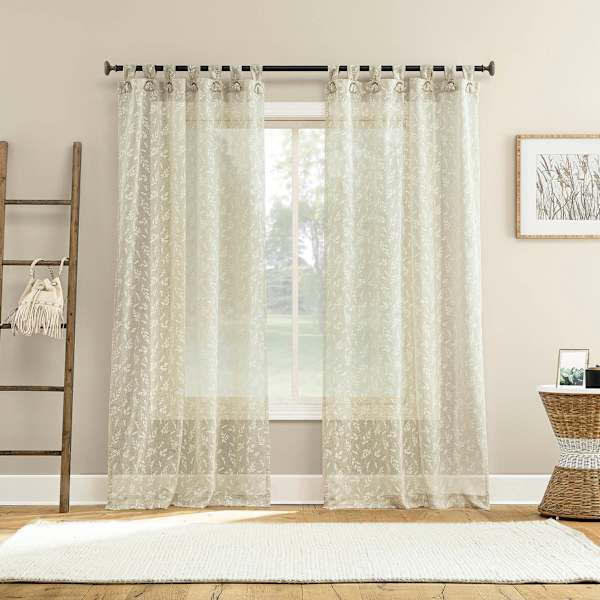 Wiley Taupe Sheer Grommet Single Curtain Panel, 50x84