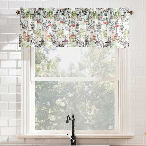 Bonjour White Floral Small Window Valance, 54x14