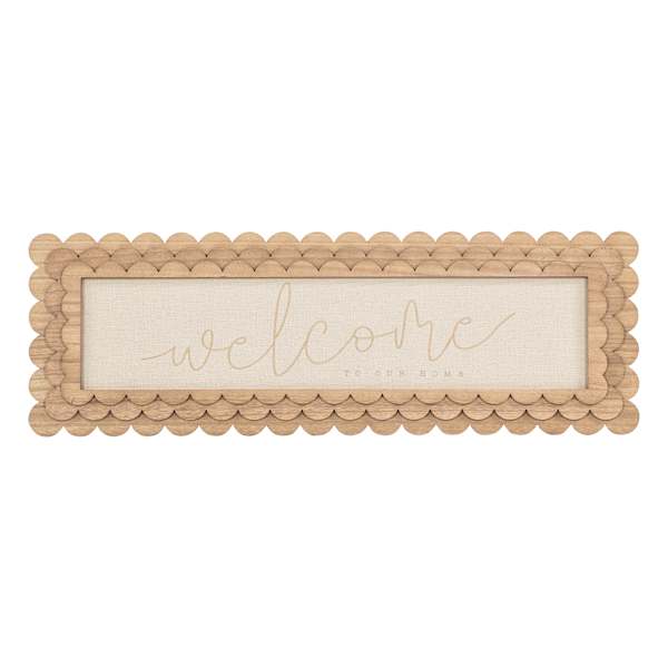 Welcome Scalloped Wooden Wall Art, 36x12