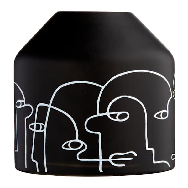 Crosby St. Black Glass Line Art Vase, 6"