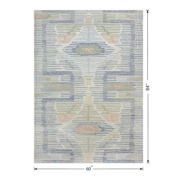(B902) Found & Fable Multicolor Del Mar Textured Woven Flatweave Area Rug, 5x7