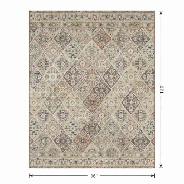 (B898) Spice Medallion Washable Area Rug, 8x10