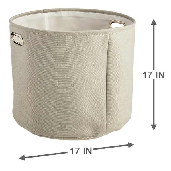 Light Grey Round Fabric Storage Basket, Small