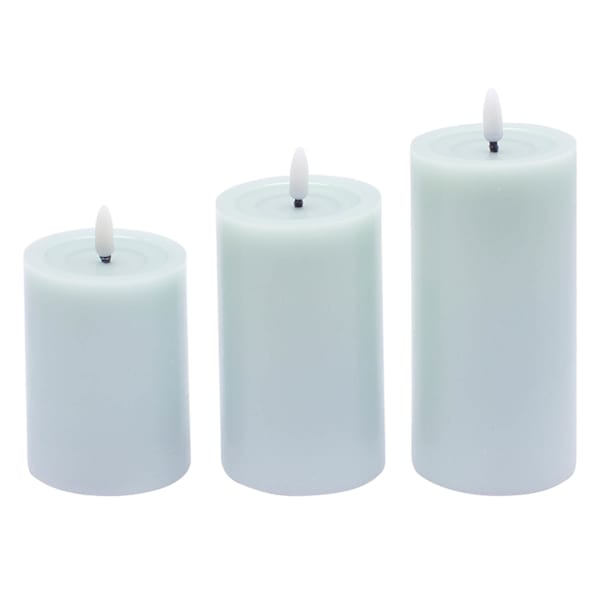 3-Pack Blue LED Pillar Candles, 3x4/3x5/3x6