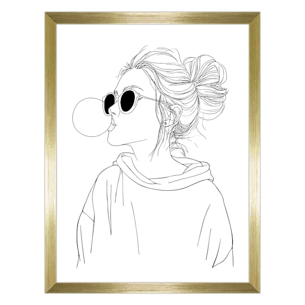 Framed Girl Blowing Bubbles Wall Art, 17x13