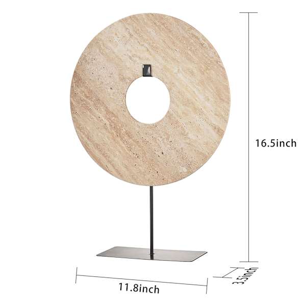 Travertine Medallion on Stand, 16.5"