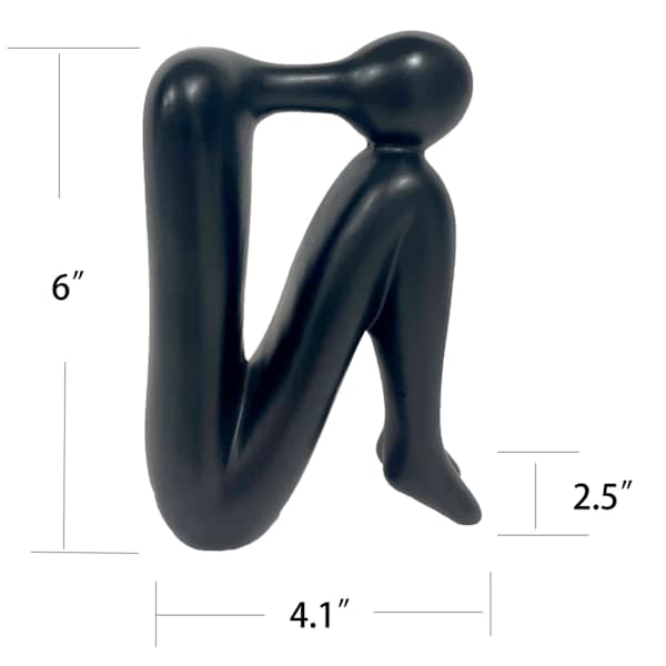 Black Ceramic Human Figurine, 4.2x6