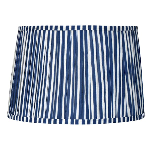 Navy Striped Pleated Medium Lamp Shade, 13x15x10