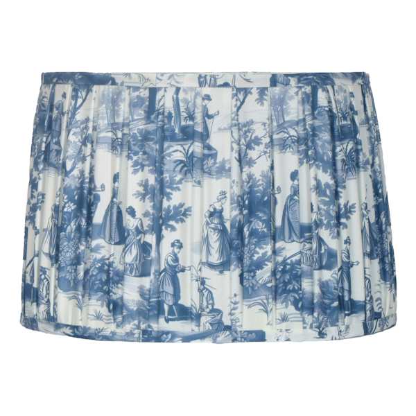 Blue Toile Pleated Medium Lamp Shade, 13x15x10