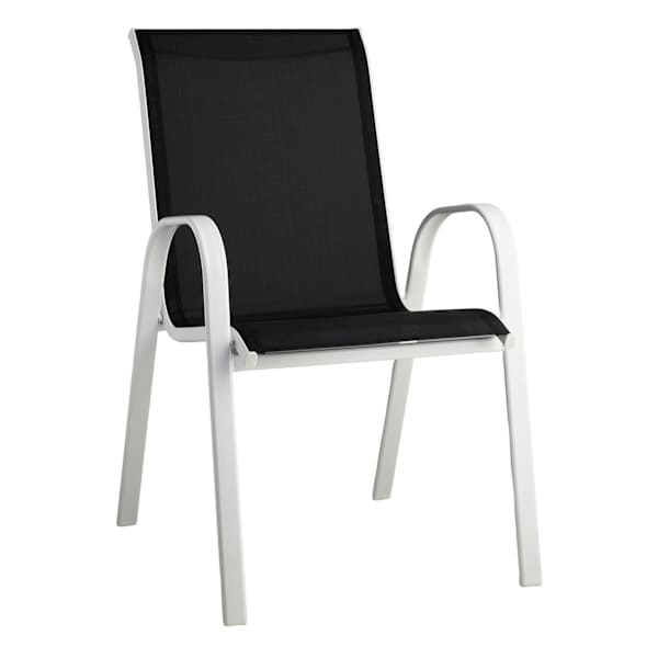 Stackable Sling Patio Chair, Black & White