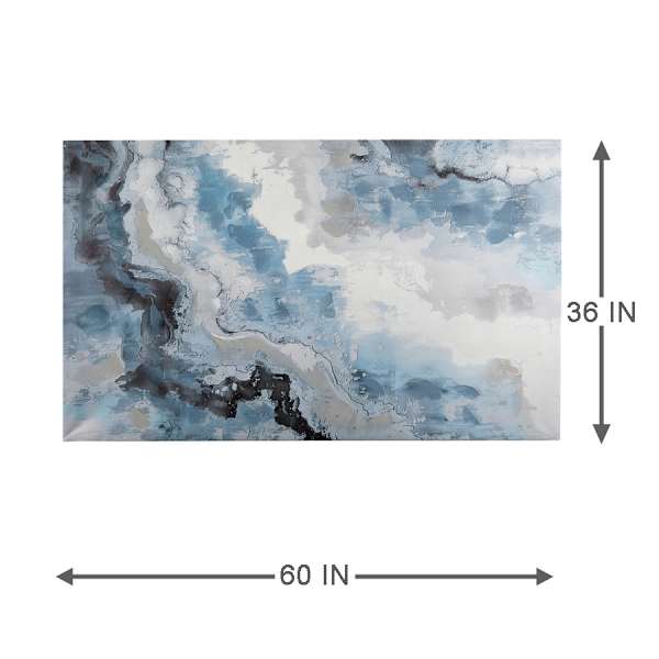 Grey & Blue Abstract Canvas Wall Art, 60x36
