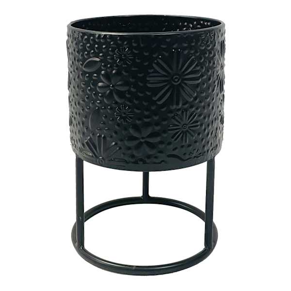 Black Flower Print Plant Stand, Small