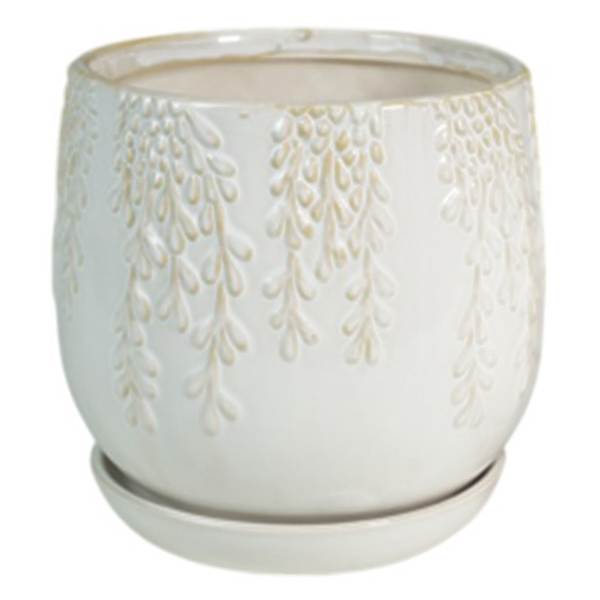Indoor Cream Vine Embossed Planter, Small