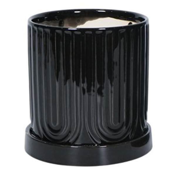 Indoor Black Embossed Rainbow Planter, Medium