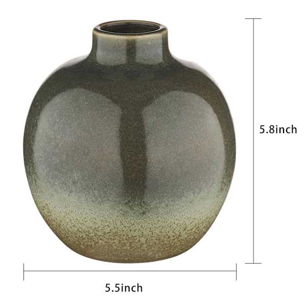 Green Glazed Ceramic Vase, 5.8"
